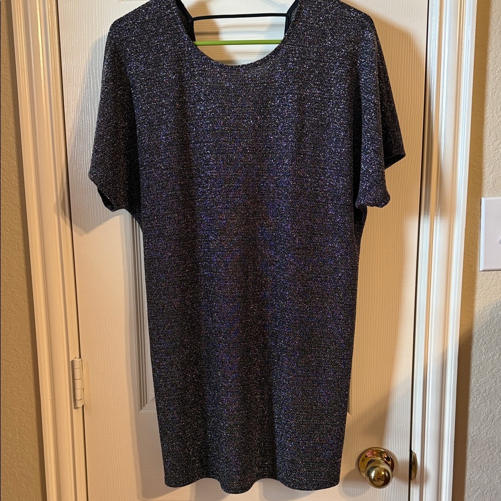 Sparkly Black Short Sleeve dress.  Wear with tights.  Size small